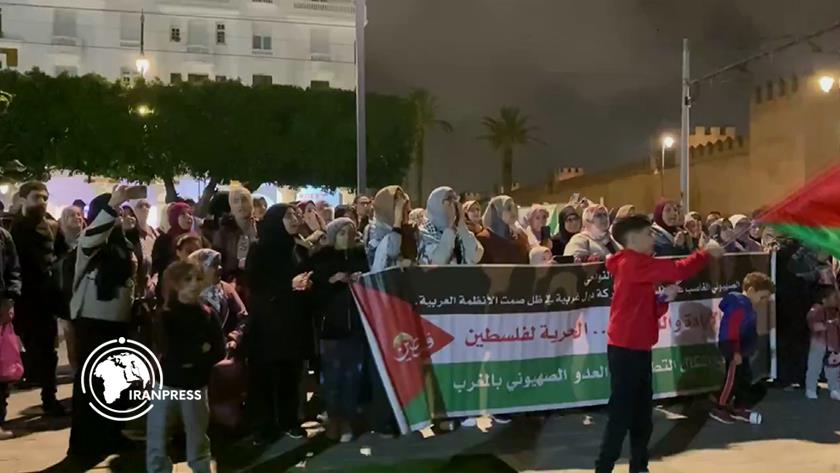 ایران برس: خروج الشعب المغربي إلى الشوارع في مختلف المدن إسنادًا لغزة +فیدیو