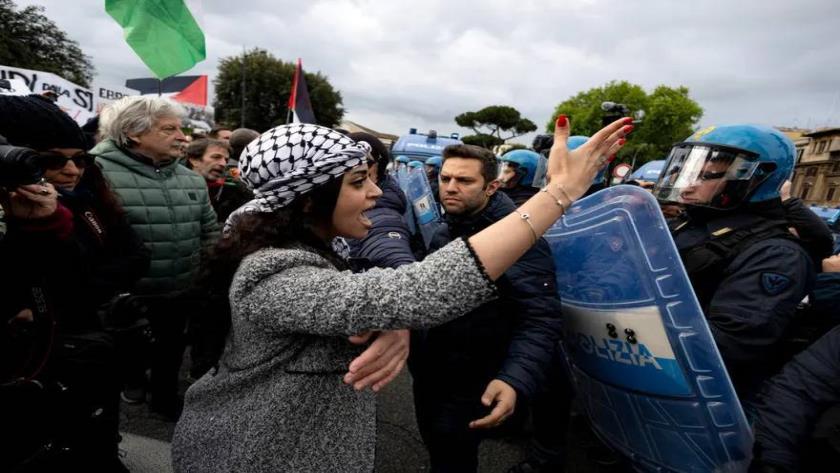 Iranpress: برخورد با معترضان آمریکایی در تظاهرات حمایت از فلسطین