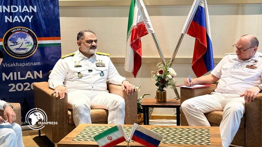 Iranpress: دیدار امیر ایرانی با فرماندهان دریایی روسیه و عربستان