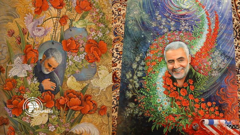 Iranpress: Iranian miniature masterpiece marks Soleimani