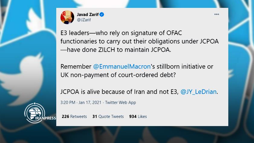 Iranpress: EU3 have done nothing to maintain JCPOA: Iran