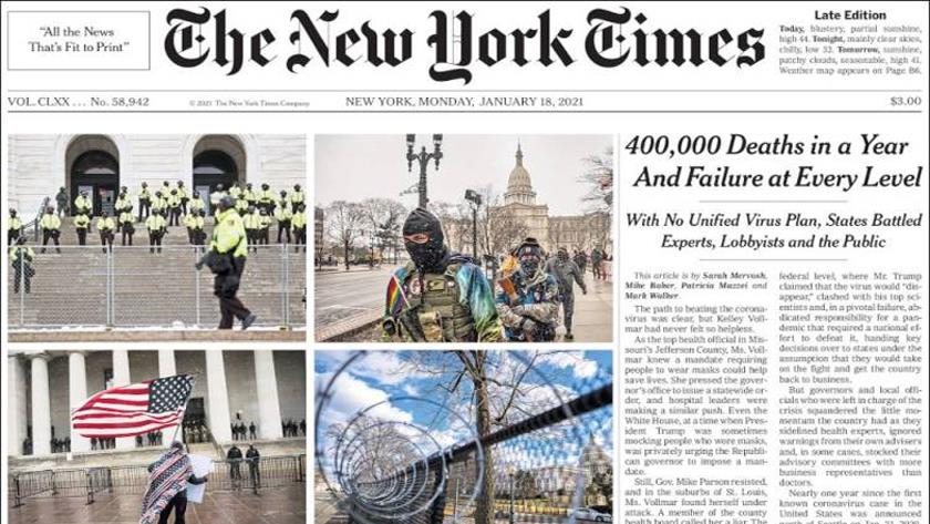 Iranpress:  World Newspapers:  One year, 400,000 coronavirus deaths in the US