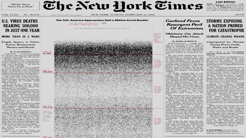 Iranpress: World Newspapers: US virus deaths nearing 500,000 in just one year 