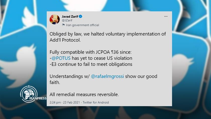 Iranpress: Zarif: Understanding with Grossi shows Iran’s good faith