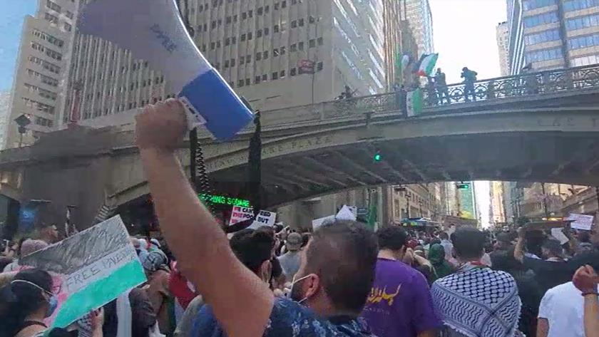 Iranpress: Pro-Palestine demonstrators protest outside New York AIPAC offices
