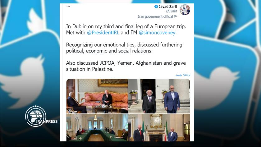 Iranpress: FM Zarif consults with Irish officials on JCPOA, Yemen, Palestine