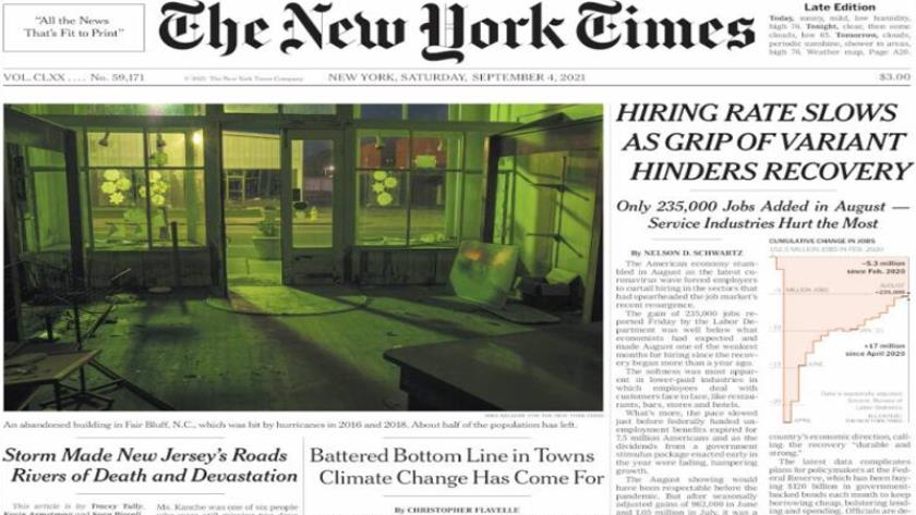 Iranpress: World Newspapers: US hiring rate slows as grip of variant hinders recovery