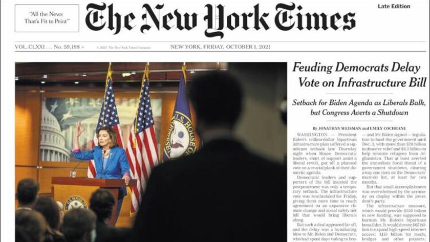 Iranpress: World Newspapers: Feuding Democrats delay vote on infrastructure bill