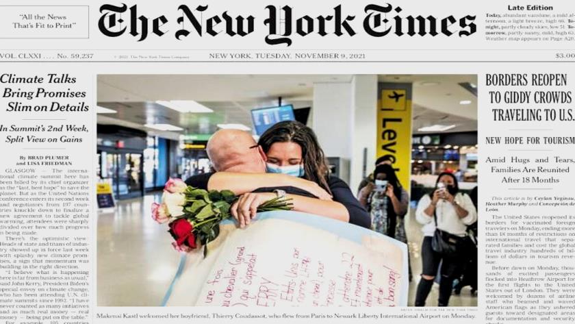Iranpress: World Newspapers: Borders reopen to giddy crowds traveling to US 