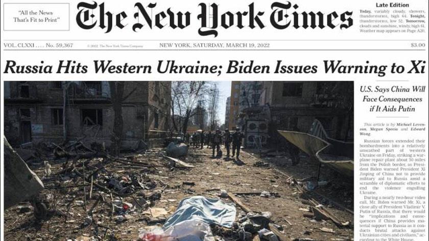 Iranpress: World Newspapers: Russia hits Western Ukraine, Biden issues warning to Xi