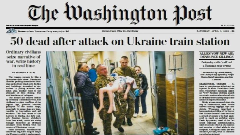 Iranpress: world newspapers: 50 dead after attack on Ukraine train station 