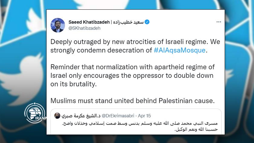 Iranpress: Muslims must stand united behind Palestinian cause: Spox.