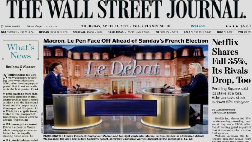 Iranpress: World Newspapers: Macron, Le pen face off ahead of Sunday French election