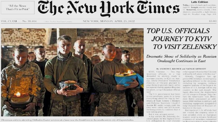 Iranpress: World Newspapers: Top US officials travel to Kyiv to meet Zelenskyy