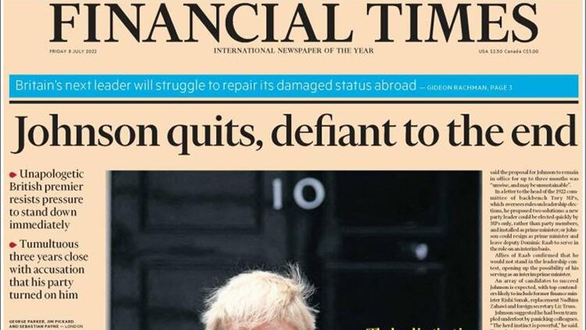 Iranpress: World Newspaper: Johnson quits, defiant to the end