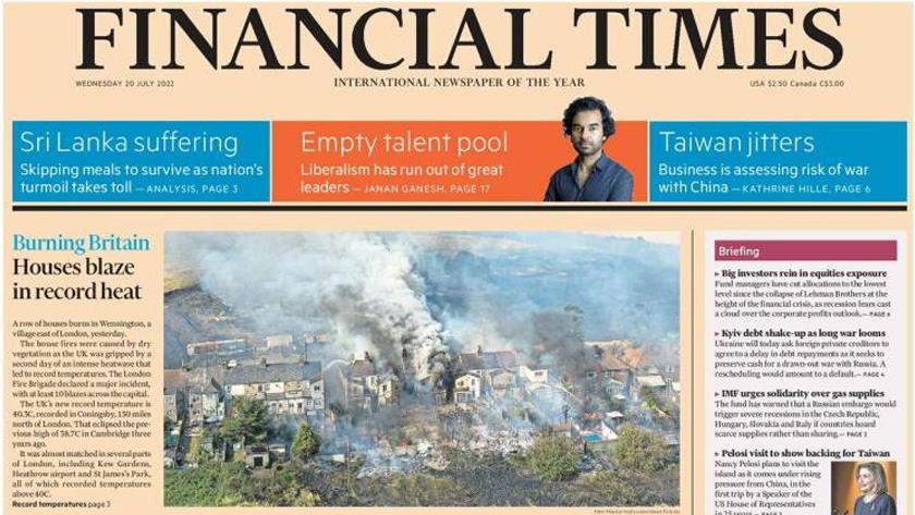 Iranpress: World Newspapers: Burning Britain- Houses blaze in record heat
