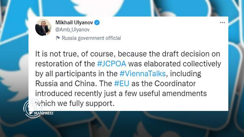 Iranpress: Ulyanov: Draft decision on JCPOA revival, discussed by all parties