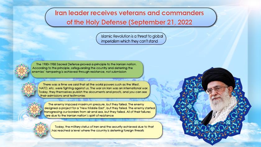 Iranpress: Leader: Sacred Defense proved resistance only way to protect Iran