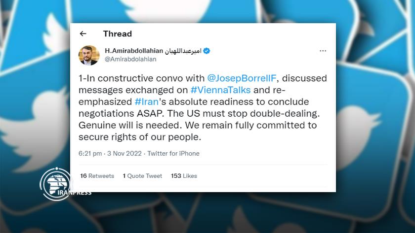 Iranpress: Iran calls on US to abandon double standards