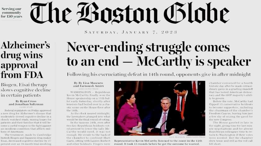 Iranpress: World Newspaper: Never-ending struggle comes to an end - McCarthy is speaker