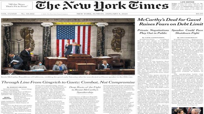 Iranpress: World Newspapers: McCarthy’s deal for gavel raises fears on debt limit