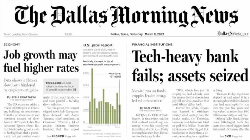 Iranpress: World Newspapers: Tech-heavy bank fails in US; assets seized 