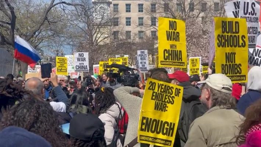 Iranpress: Protest against US militarism, sanctions policy taking place in Washington