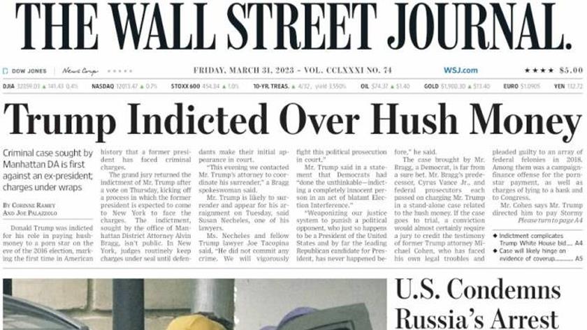 Iranpress: World Newspapers: Trump indicted over hush money