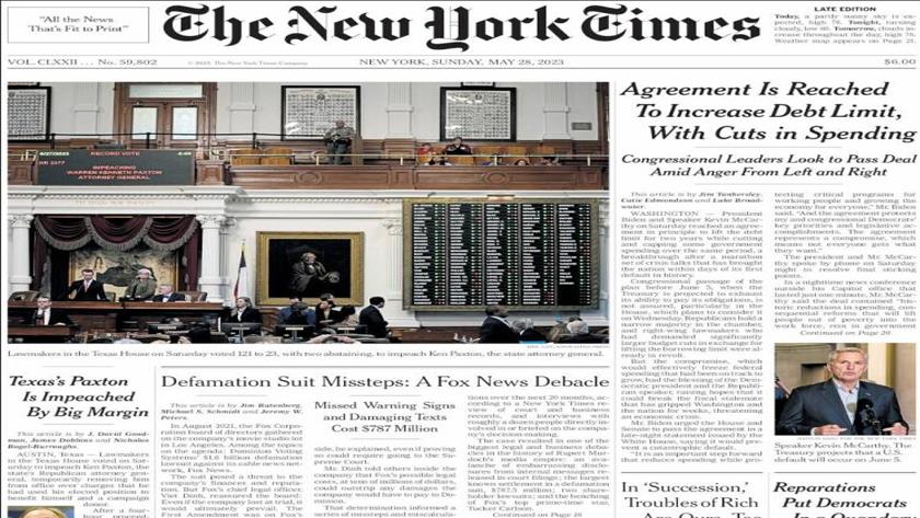 Iranpress: World Newspapers: Agreement is reached to increase US debt limit