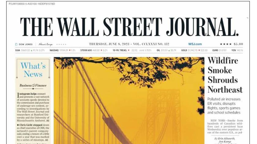 Iranpress: World Newspapers: Wildfire smoke shrouds Northeast in US 