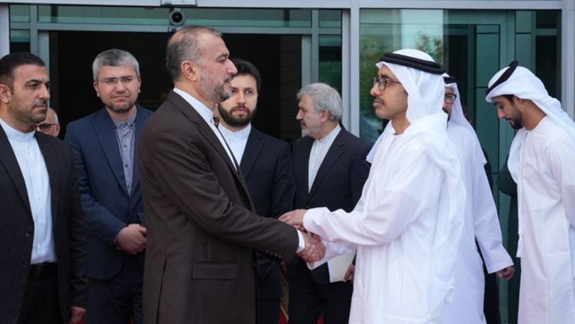 Iranpress: Iran, UAE FMs confer issues of mutual interest