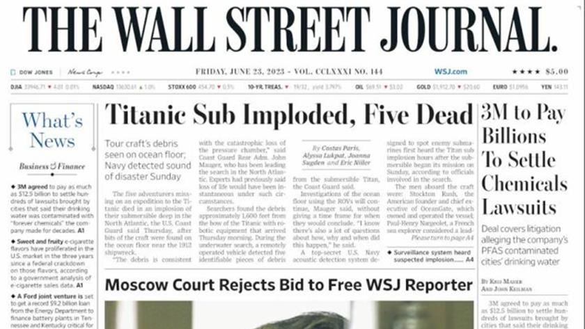 Iranpress: World Newspapers: Titanic Sub imploded, five dead 