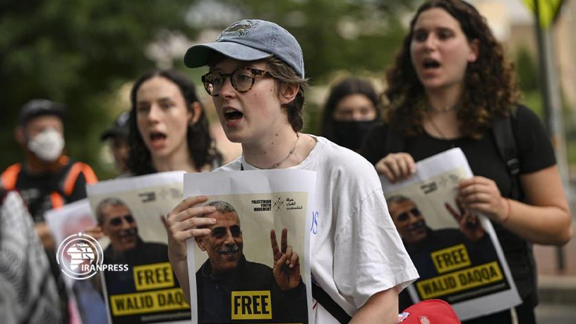 Iranpress: Washington:People hold gathering in solidarity with Palestine