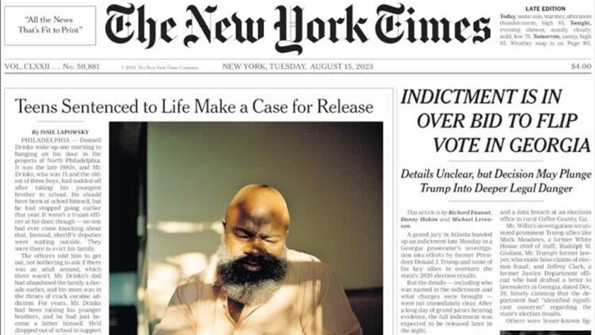 Iranpress: World Newspapers: Trump indictment is in over bid to flip vote in Georgia