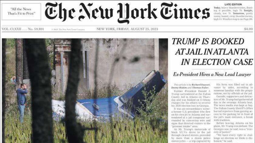 Iranpress: World Newspapers: Trump is booked at jail in Atlanta in election case