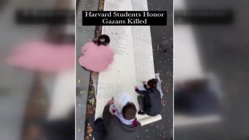 Iranpress: Harvard University students write the names of 10,000+ Palestinians killed by Israel
