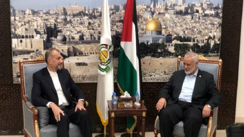 Iranpress: Amir-Abdollahian, Haniyah, discuss latest situation in Gaza