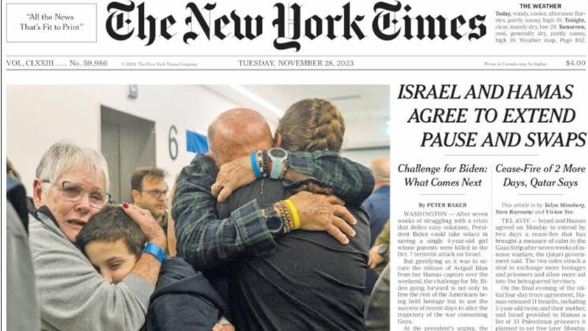 Iranpress: World News Paper: Israeli regime, Hamas agree to extend pause and swaps