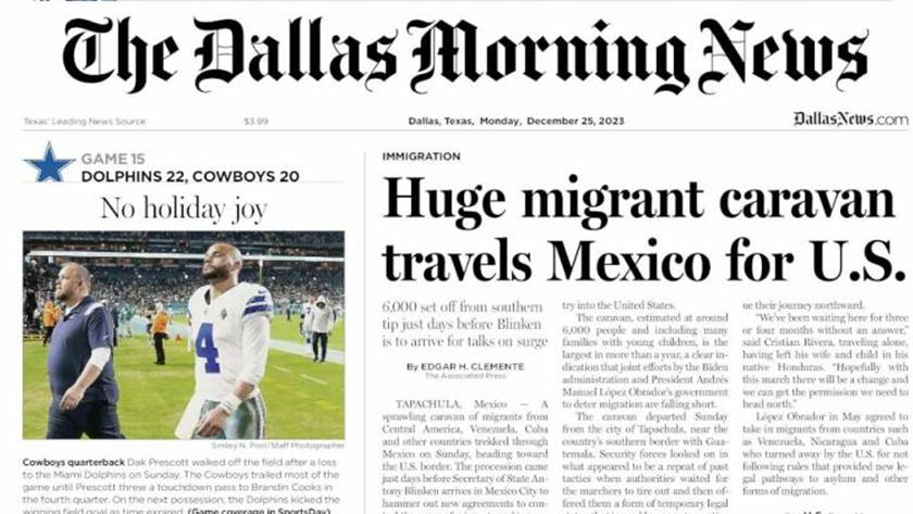 Iranpress: World newspapers: Huge migrant caravan travels Mexico for US