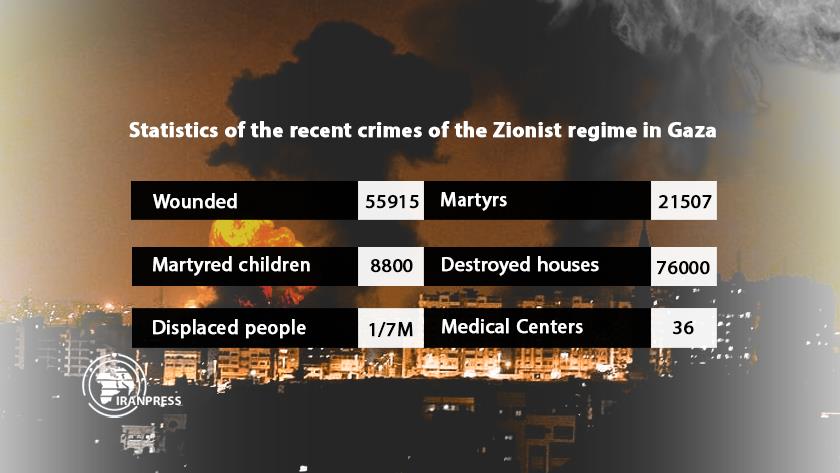 Iranpress: Number of martyrs in Gaza exceeds 21500 people