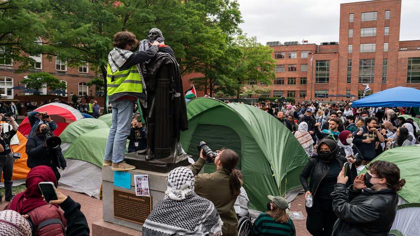 Iranpress: GWU pleas Washington D.C. police to sweep out university protesters