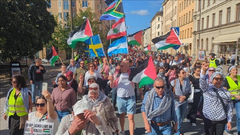 Iranpress: Demonstrators in Sweden Hold Rally in Support of Palestinians