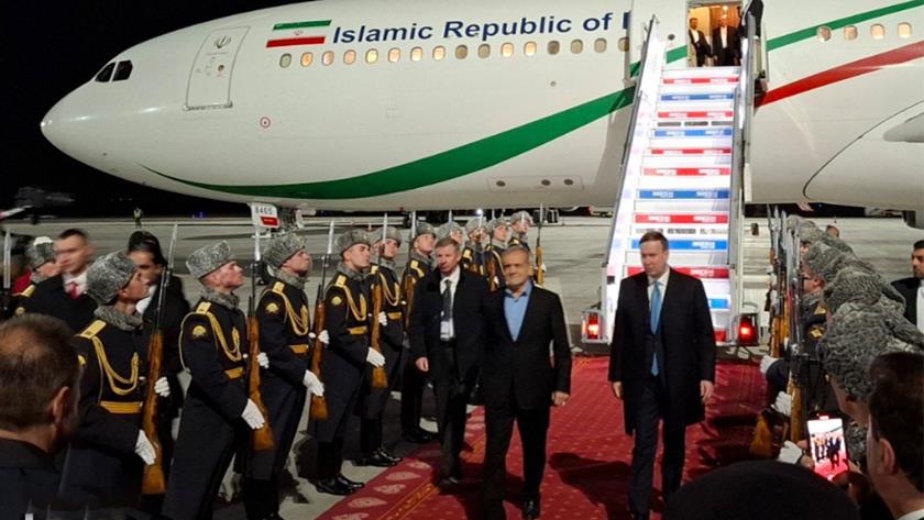 Iranpress: President Pezeshkian Arrives in Russia to Attend BRICS Summit