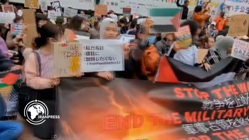 Iranpress: Hundreds Occupy Tokyo’s Hachiko Square in Pro-Palestine Protest