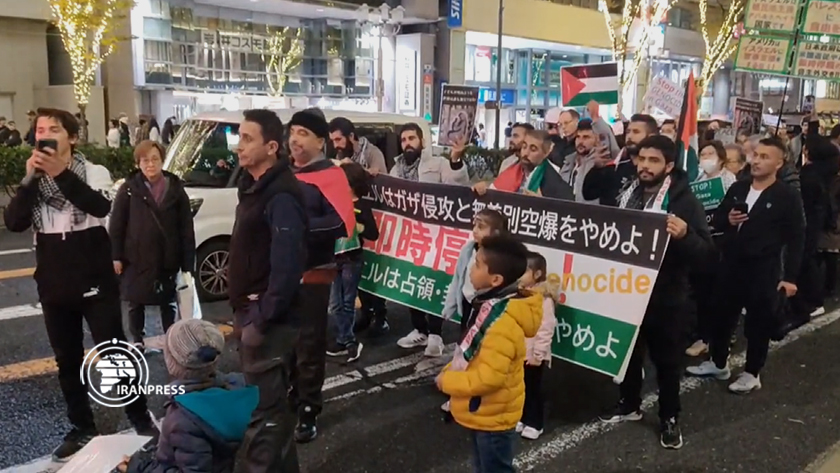 Iranpress: Manifestation de protestataires japonais contre les crimes du régime occupant israél
